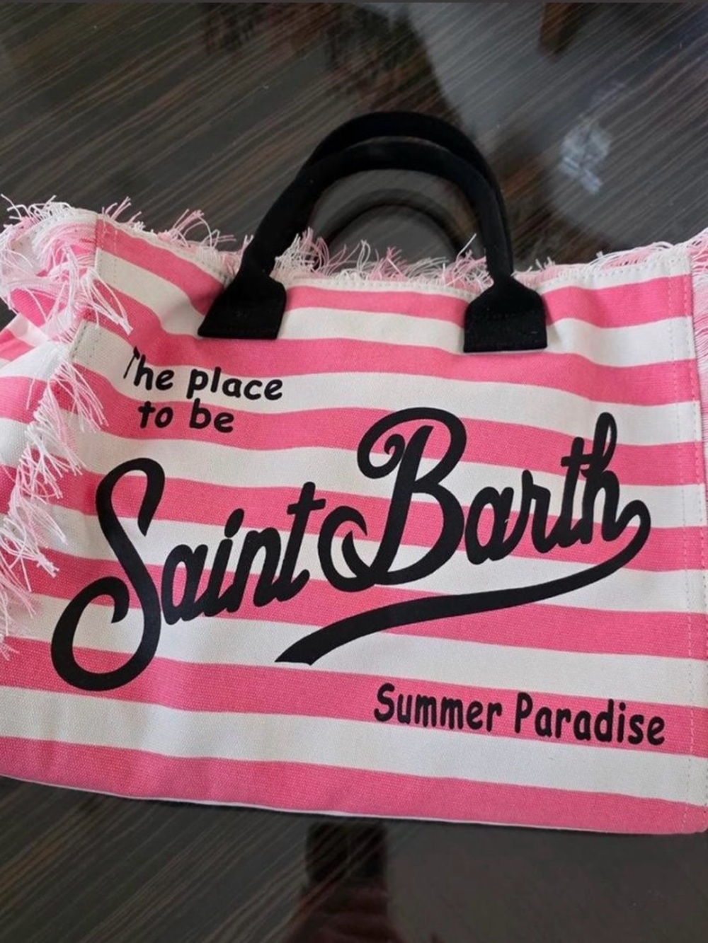 Pink & White Striped Tote Bag